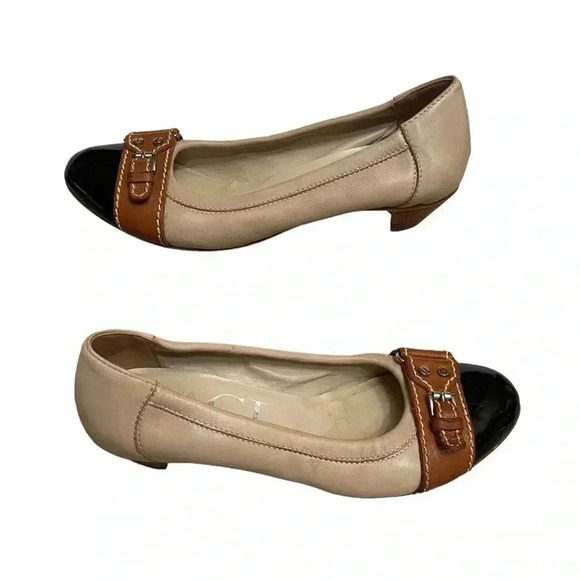 AGL Attilio Giusti Leombruni Italy Leather Camel
Black Cap Toe Pumps size EU 36 - Picture 1 of 13